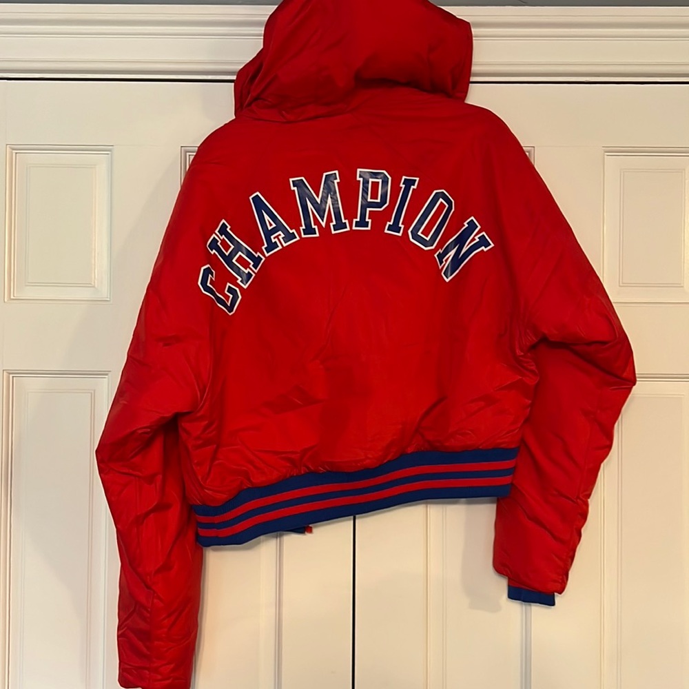 Champion red puff jacket. Mint condition